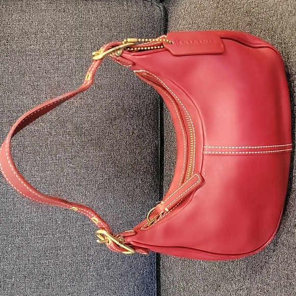 Coach Vintage Mini Red Leather Shoulder Bag 9593 - Picture 7 of 7